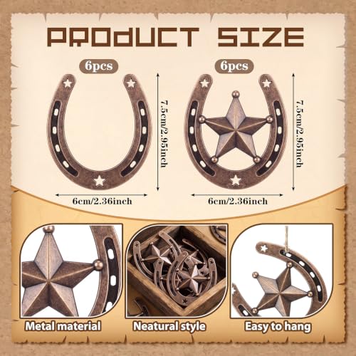 Metal Horseshoe Christmas Ornaments - Western Holiday Tree Decor (12 Pack)