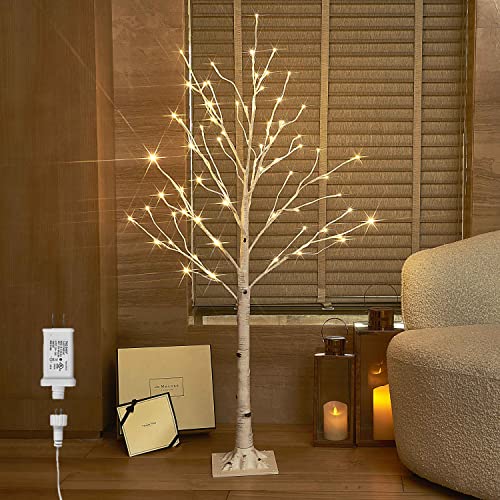 Hairui Lighted Birch Tree Plug in 4FT 72 LED White Twig with Lights