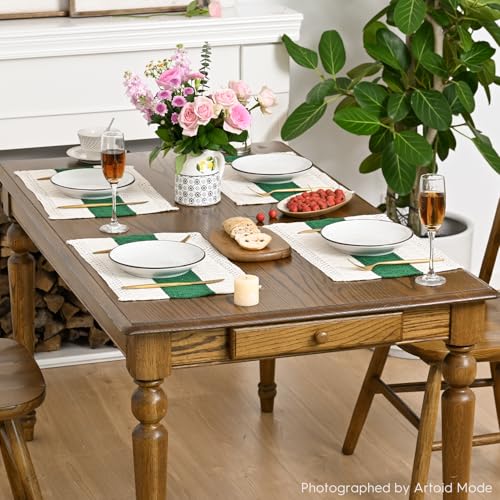 Artoid Mode 12 x 18 Dark Green Placemats Set of 6 – Rustic Christmas Linen Mix