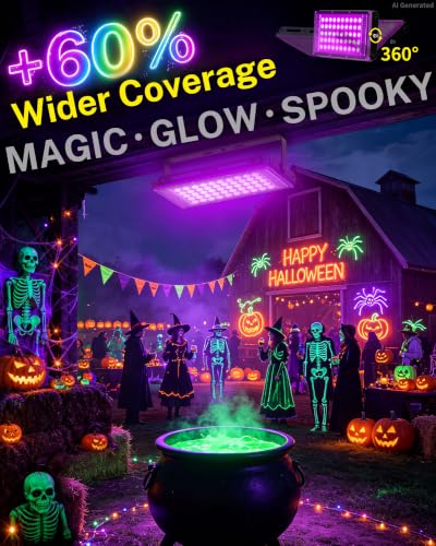 50W Black Light IP66 Waterproof Flood Light with Switch +6FT Cord - Halloween Party