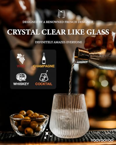 Clear Ribbed Plastic Wine Glasses 12 Oz - Disposable Cocktail Cups - 40 Pack