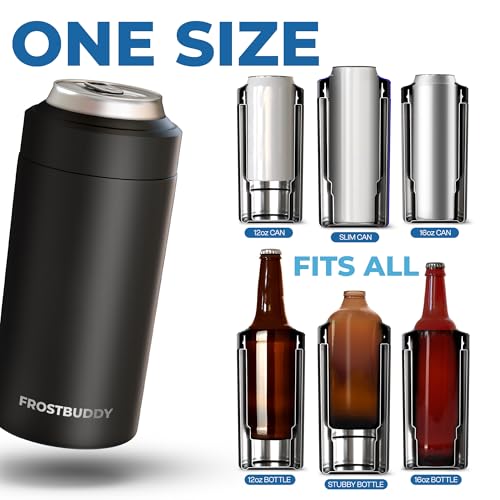 Frost Buddy Universal Can Cooler Matte Black - Insulated Drink Holder for 12-16 oz Cans