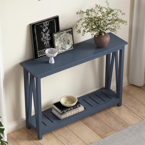 Blue Farmhouse Console Table - Narrow Sofa Entryway Table, 40 Inch Variation