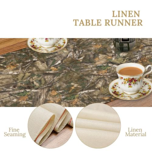 Forest Camouflage Table Runner 13x120in – Camo Conifer Oak Branches, SHElifestyle (W13"x L120")