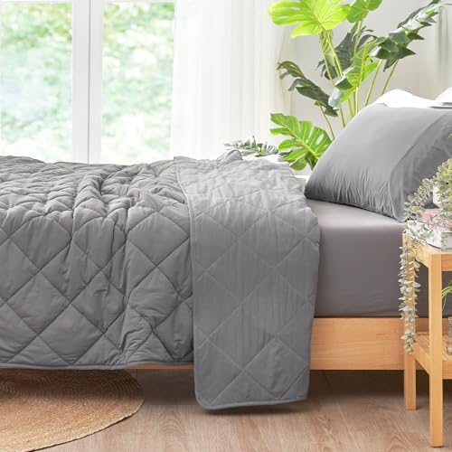 Dark Grey King Size Cooling Blanket Cozy Bliss Q-Max 0.45 Ultra-Light Breathable Bed Cover