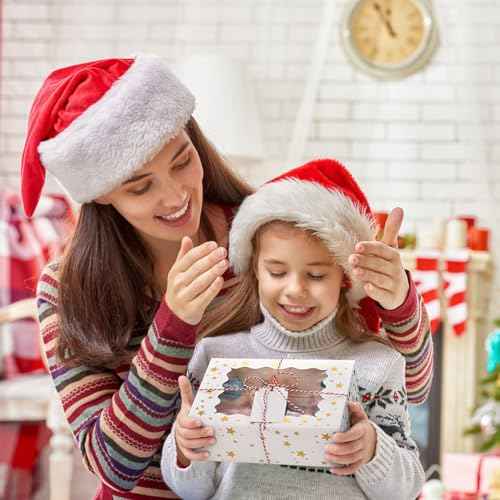 10pcs Christmas Cookie Boxes with Window£¬8x6x2.5in Bakery Boxes for Cookies, Xmas Gold Foil Star Treat Boxes for Gift Giving£¬Cookie Tins Pastry Dessert Cupcakes Candy Donut Packaging