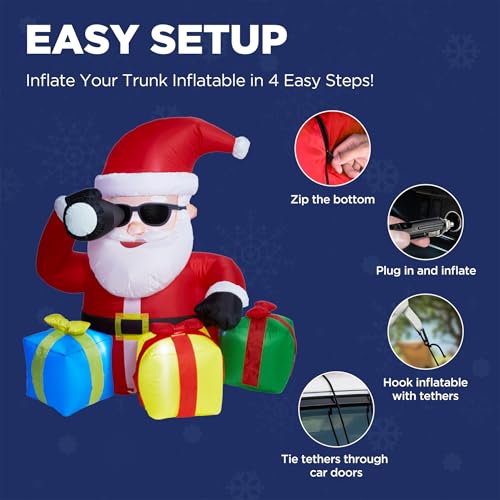 5 ft Santa Inflatable with Telescope & LED Gift Boxes - Outdoor Holiday Yard Decor