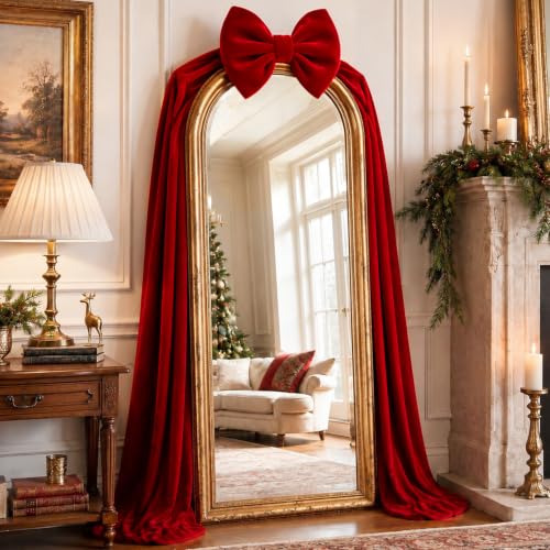 DULEFUN 16x79 Inch Christmas Red Velvet Large Bow Tree Topper - Variant 79In Red