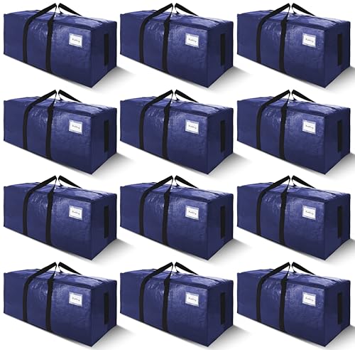 SWEET DOLPHIN 12 Pack Blue Heavy-Duty Moving Storage Bags 24 Gal 200LB