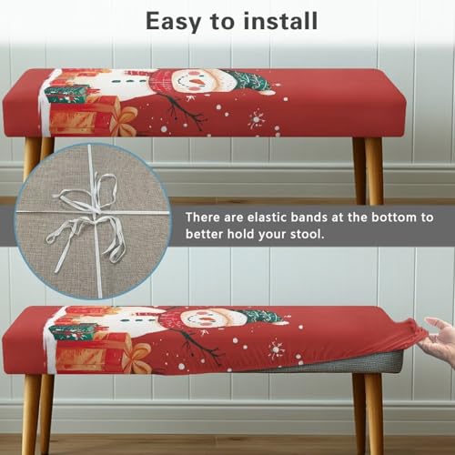 Cugasmaru Snowman Christmas Bench Cover Stretch Fit Waterproof Decor