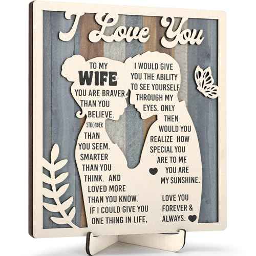 Gifts for Wife Birthday, Anniversary Romantic Gifts for Wife Her, Mothers Day Christmas Gifts for Wife Wood Signs Plaque Gifts