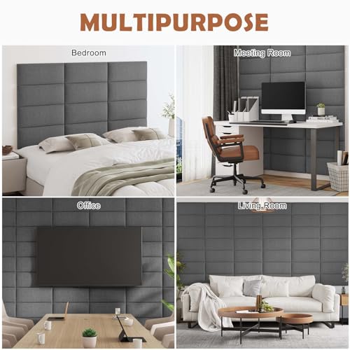 Queen Fabric Dark Grey Wall Mounted Headboard Peel and Stick Panels - IFNOW Variation
