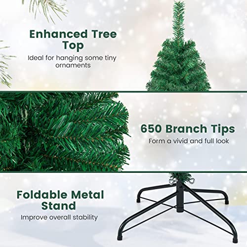 6FT Artificial Christmas Tree with Metal Stand - Easy Assembly Indoor Outdoor Holiday Decor