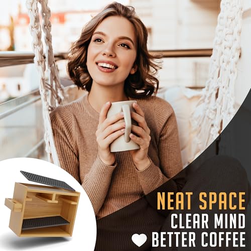 Coffee Organizer Stand for AeroPress - Black Bamboo Coffee Station Accessory