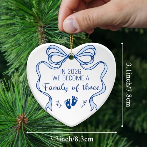 Family of Three Christmas Ornament - Baby Announcement Gift for New Parents 2026