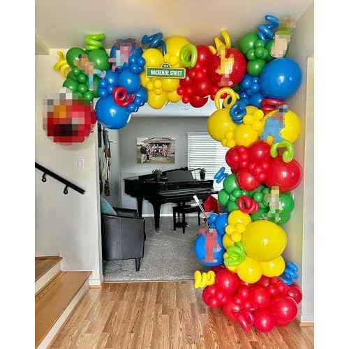 Rainbow Balloon Garland Arch Kit with 162pcs Yellow Blue Red Green Balloons and Long Balloons for Christmas Candyland Birthday Party Decorations