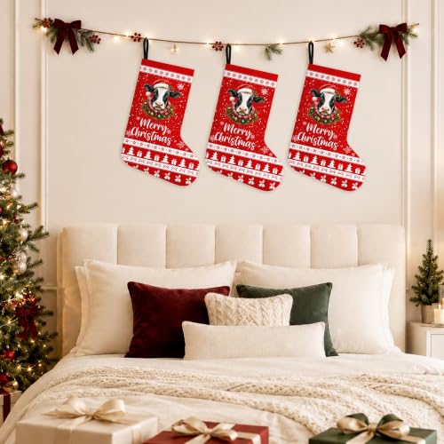 Cow Christmas Stockings - Festive Holiday Decor for Fireplace & Gifts