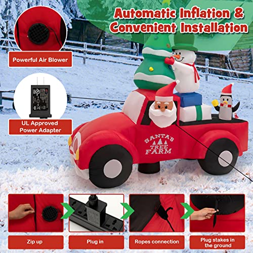 Inflatable Christmas Santa with LED Lights & Air Blower - Yard Decoration