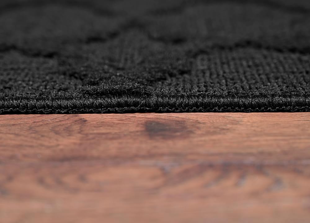 Garland Rug Sparta Non Slip Polypropylene 6 Ft. X 9 Ft. Black Area Rug- Ideal for Living Rooms & Hallways, Stylish & Durable for High-Traffic Areas