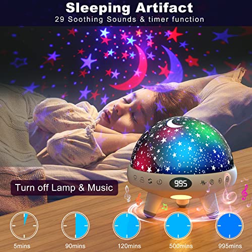 YACHANCE Kids Sound Machine with Night Light & Star Projector - White