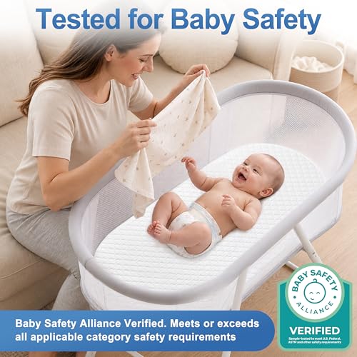 Pro Goleem Baby Bassinet Mattress - Waterproof Soft Cover, Oval 30x15 Inches