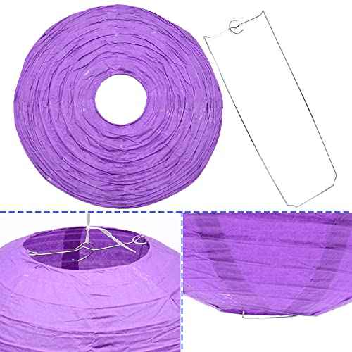 3pcs Paper Lanterns Decorative Round Chinese Paper Lanterns for Birthday Halloween Wedding Baby Bridal Shower Home Decor Party Decoration (12in/Deep Purple)