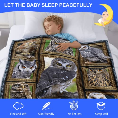 Owls Gifts Blanket for Kids, Soft Cozy Warm Flannel Throw Blanket for Boys Girls Teens, Toddler Baby Blankets and Throws for Couch Bed Daycare Preschool Naptime Travel (40" x 50", Owls Print)