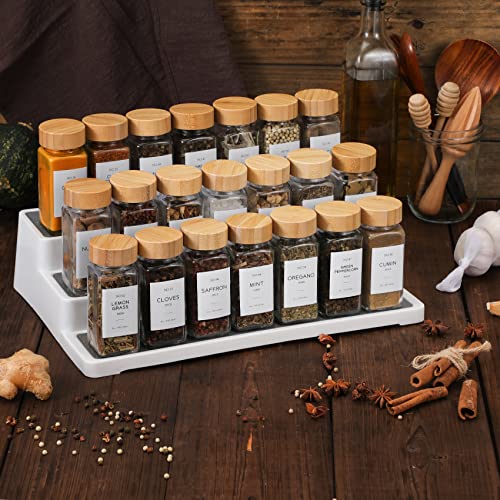 36-Pack Glass Spice Jars with Bamboo Lids & Labels - Kitchen Storage Set
