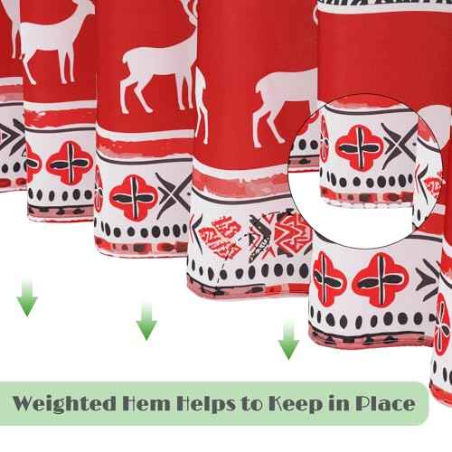 Christmas Boho Red Shower Curtains for Bathroom Cloth Farmhouse Retro Rustic Shower Curtain 72''x72'' Elegant Shower Curtain Machine Washable