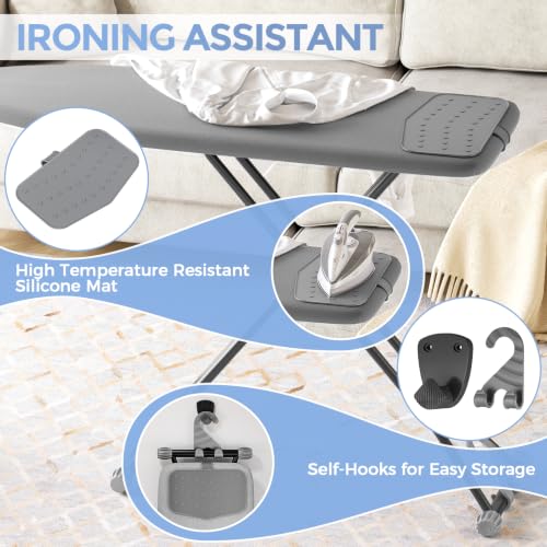 APEXCHASER Gray Foldable Adjustable Ironing Board with Silicone Cover