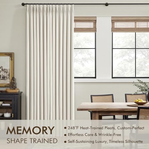 MIULEE Natural Blackout Linen Curtains 40x90 Inches Pack of 2 - Pinch Pleat, Thermal Insulated, 100% Darkening, Dual-Layer