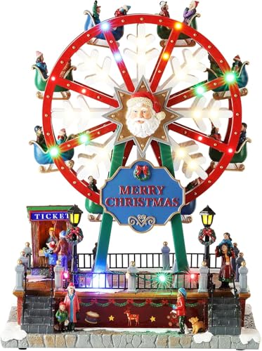 Moments in Time Christmas Village Ferris Wheel - Animated LED Musical Decor
