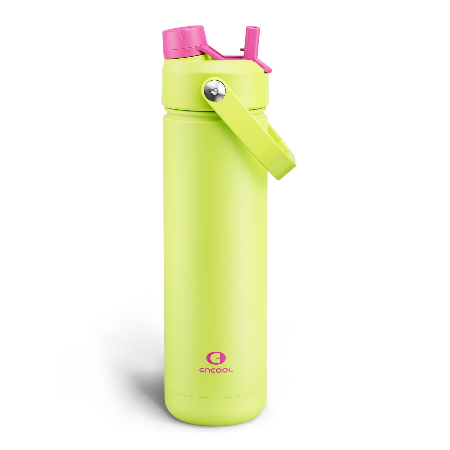 ENCOOL Insulated Water Bottle with Straw Stainless Steel Water Bottle, Leak-Proof, BPA-Free, Double Wall Vacuum Keeps Cold for 24 Hours for Sports, Travel, School (26 oz, Cream Moon)