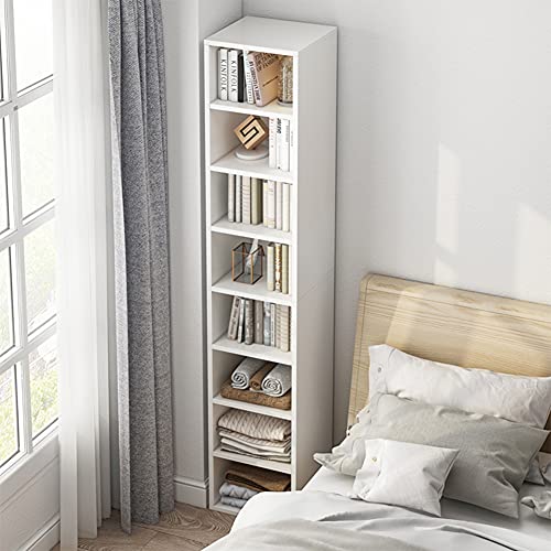 IOTXY Narrow Corner Bookcase with Door - Oak 71" Tall Storage Cabinet