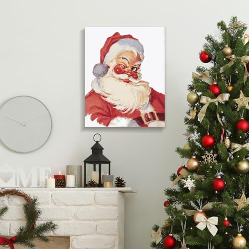 HQFRDNF Christmas Wall Art Santa Portrait Holiday Decor - Variation 20, 8x10" Framed
