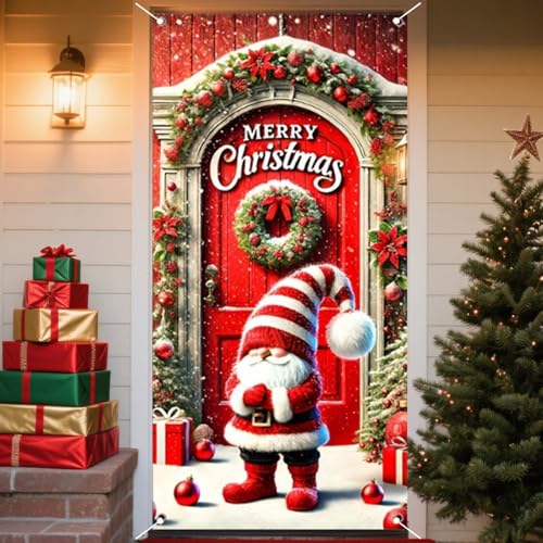 Nuxovilar Cheerful Xmas Door Cover Banner 35x71 Inches Holiday Decor BB00003