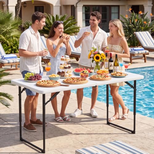 4FT Folding Table with Adjustable Height Portable Picnic & Camping Table