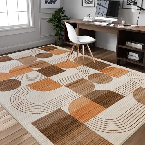 Large Machine Washable Modern Geometric Area Rug 6x9 ft - Soft Non-Slip Home Decor