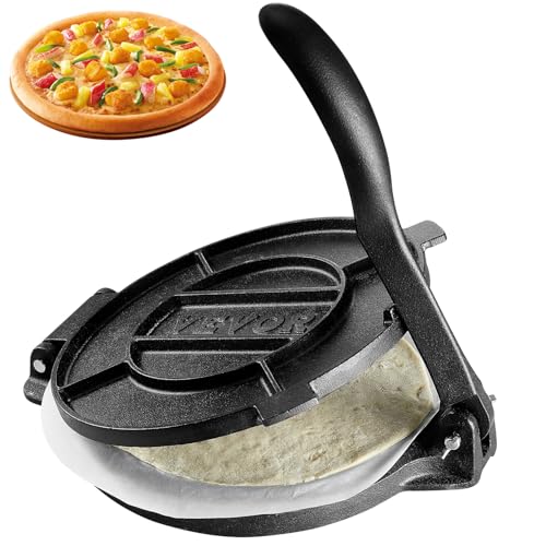 10-Inch Cast Iron Tortilla Press for Flour & Roti Making - Heavy Duty, Pre-Seasoned, Includes Parchment Paper