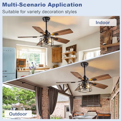 Depuley 42-Inch Farmhouse Ceiling Fan with Lights - Black Walnut Variation 01