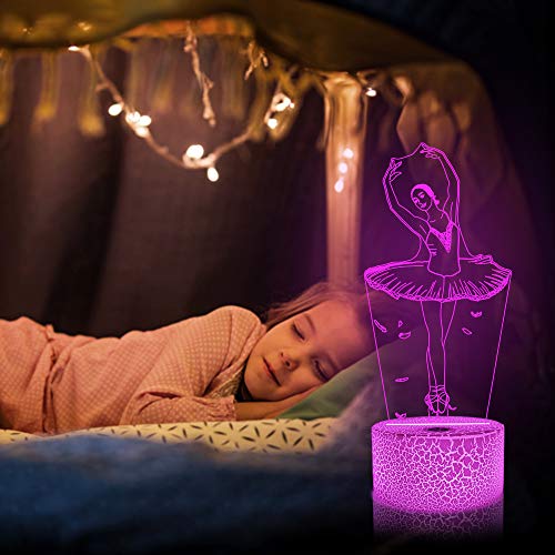Ballet Dancing Gifts, 3D Illusion Lamp Night Light with Remote Control 16 Colors Changing Gifts for Mom and Girls, Birthday Gift, Wedding Grandmother Graduation Gifts