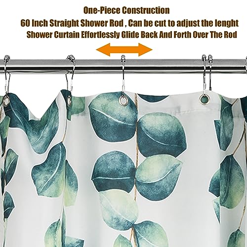 Heavy Duty Chrome Plated Shower Curtain Rod - 60 Inch Stainless Steel, Wall Mount, Permanent Install
