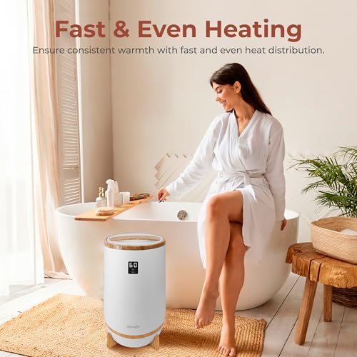Bamboo Towel and Blanket Warmer - Portable Towel Heater with Timer & Fragrant Disc Holder