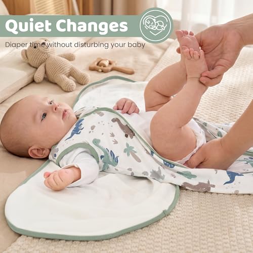 Baby Swaddle Sleep Sack 3-6 Months - Cotton Wrap with Adjustable Wings - Green Dinosaur 2 Pack
