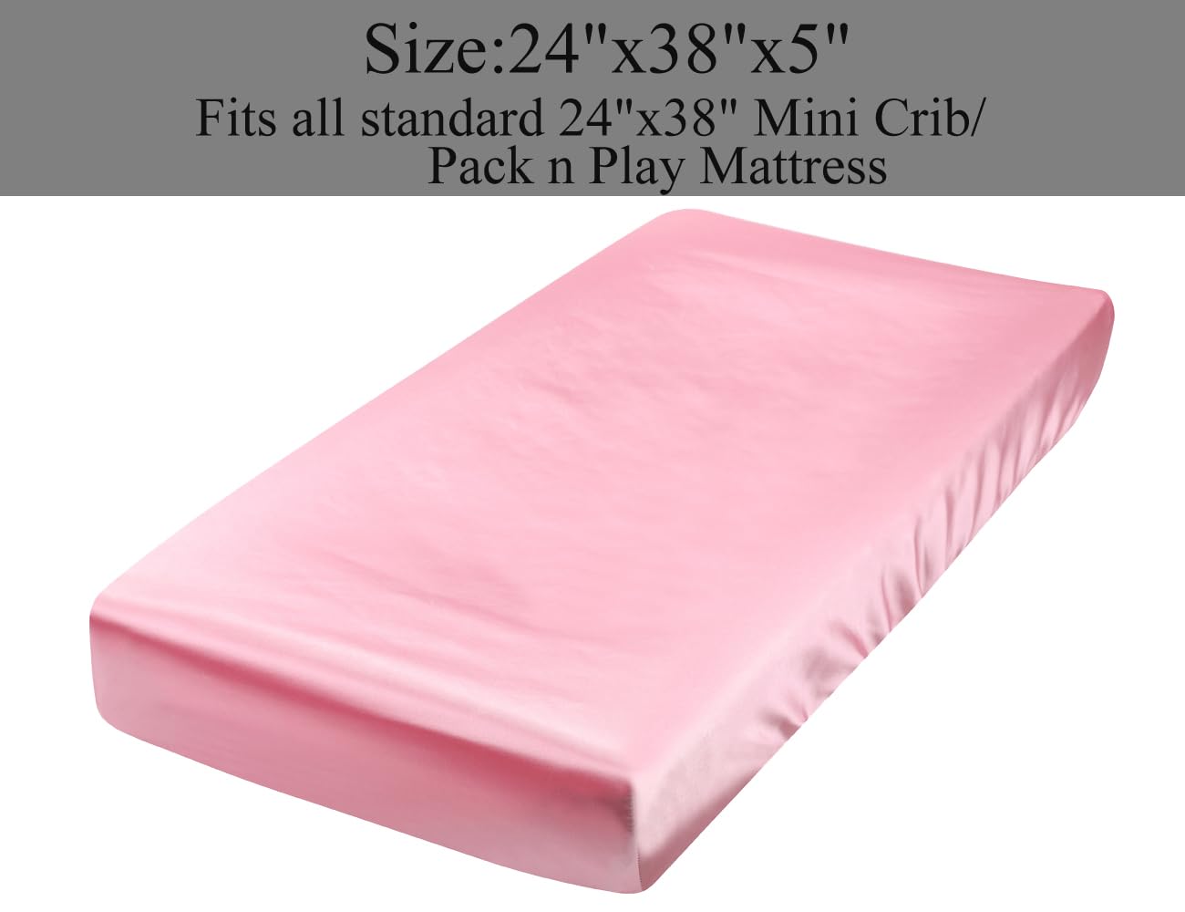 Satin Pack n Play Sheet Set 2 Pack Ultra Soft Silk Playard Sheet 36x36 Inch Protect for Baby Hair and Skin, Grey & Pink