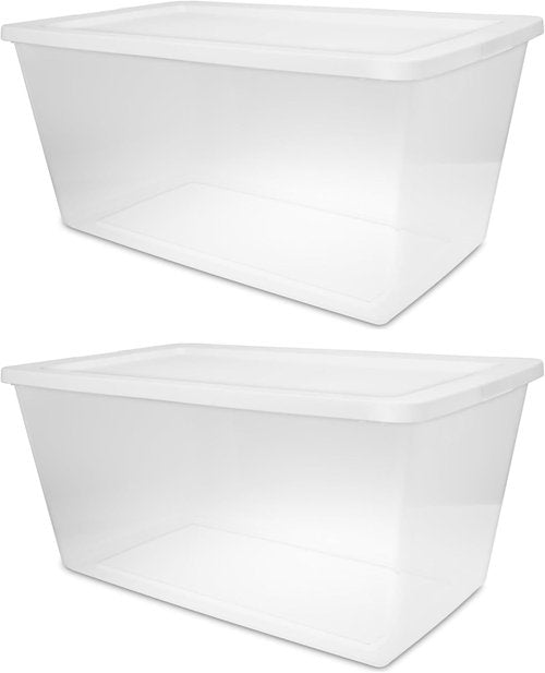 Clear Plastic Storage Bins by [Brand Name] - 90 Quart Stackable Organizer for Home & Office