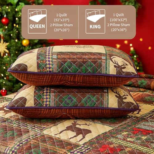 BOV Christmas Gingerbread Quilt Set King – Holiday Bedding with Festive Design