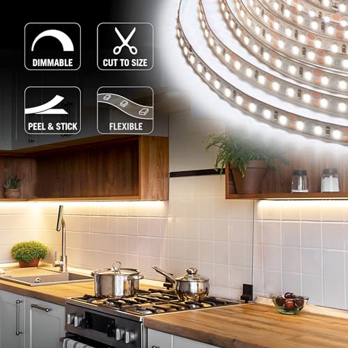 Armacost Lighting RibbonFlex Pro 12V LED Strip Lights 120 LEDs/m, 3000K Warm White, 32.8 ft