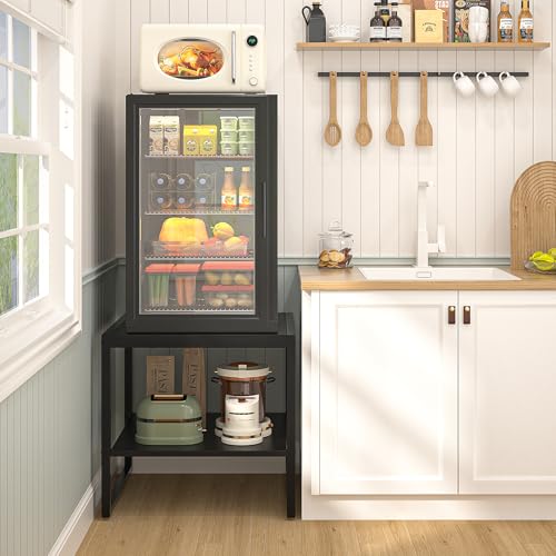 Homieasy Black Square End Table - 20 Inch Mini Fridge & Sofa Side Stand