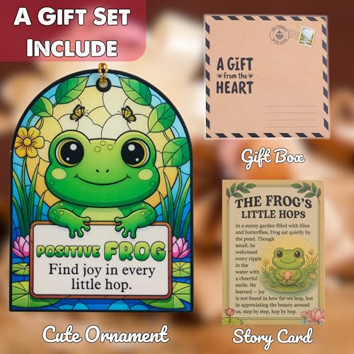Solmay White Elephant Frog Ornament - Cute Frog Holiday Decor, Gift-Ready